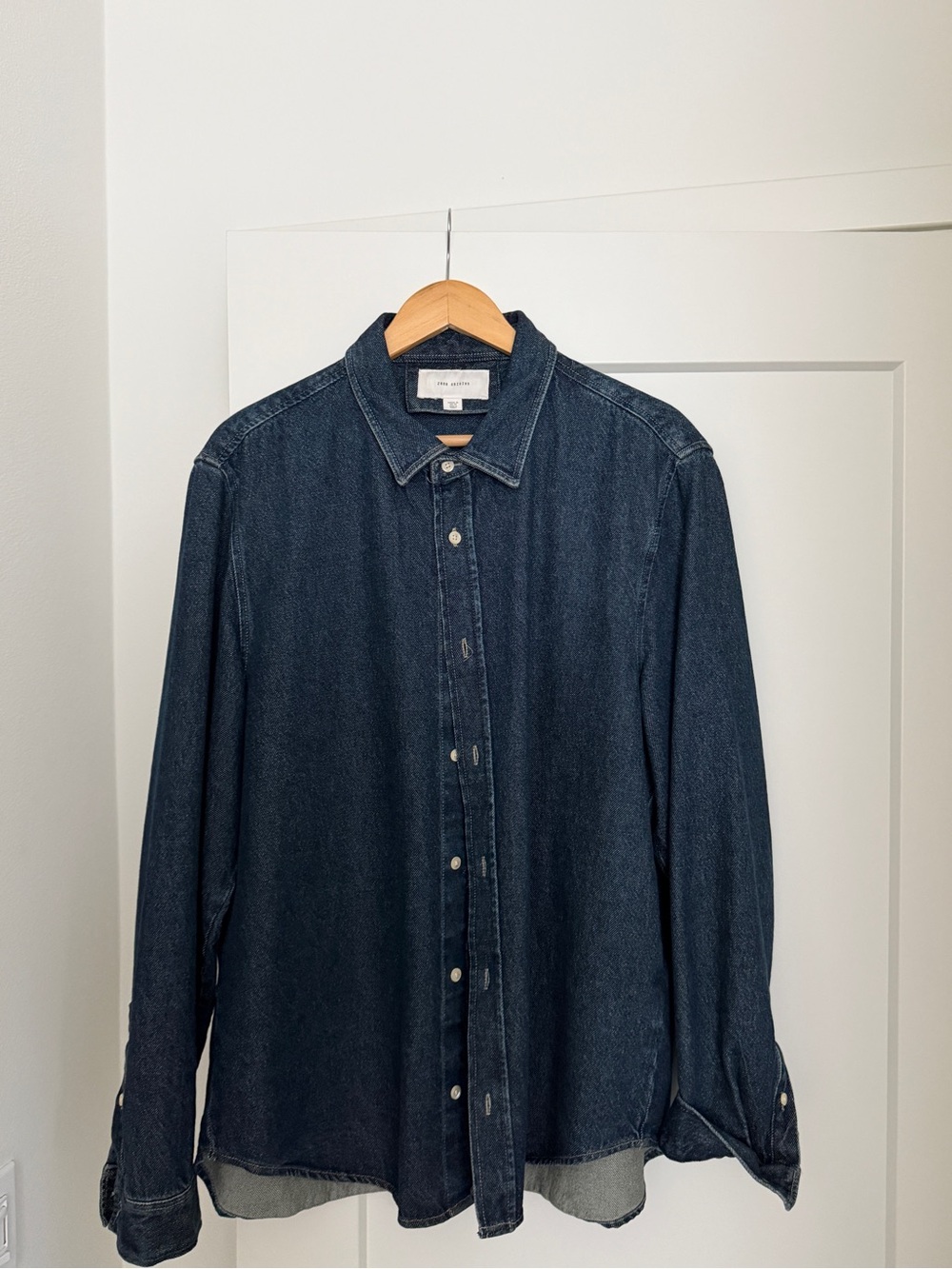 Zara Origins Dark Wash Denim Button-Up Shirt